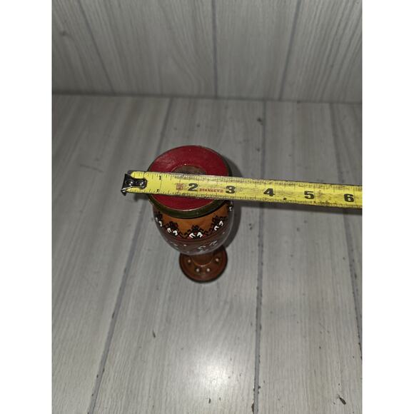 Vintage Unique Ukrainian Handmade, Hand Painted Vase From Natural Hardwood - Picture 7 of 7